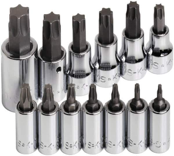 SK - 13 Piece 1/4, 3/8 & 1/2" Drive Torx Bit Socket Set - T8 to T60 Torx - Exact Tool & Supply