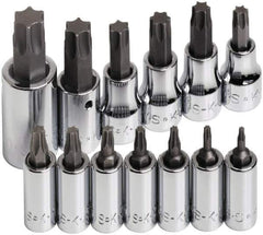 SK - 13 Piece 1/4, 3/8 & 1/2" Drive Torx Bit Socket Set - T8 to T60 Torx - Exact Tool & Supply