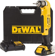 DeWALT - 20 Volt 3/8" Chuck Right Angle Handle Cordless Drill - 0-650 & 0-2000 RPM, Keyless Chuck, Reversible, 1 Lithium-Ion Battery Included - Exact Tool & Supply