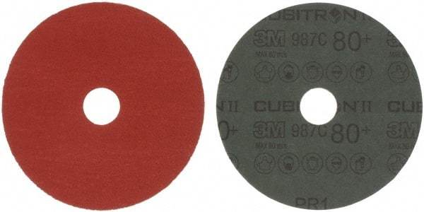3M - 5" Diam 7/8" Hole 80 Grit Fiber Disc - Medium Grade, Ceramic, 12,000 Max RPM, Series 987C - Exact Tool & Supply