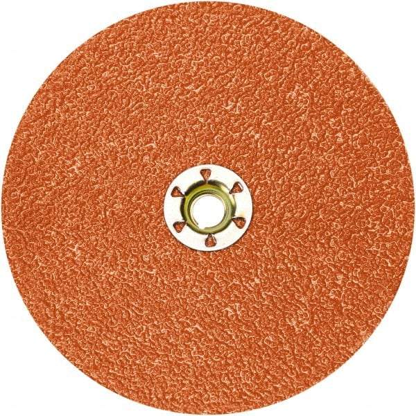 3M - 5" Diam 5/8-11 Threaded Hole 80 Grit Fiber Disc - Medium Grade, Ceramic, 12,000 Max RPM, Series 987C - Exact Tool & Supply