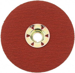 3M - 4-1/2" Diam 5/8-11 Threaded Hole 80 Grit Fiber Disc - Medium Grade, Ceramic, 13,300 Max RPM, Series 987C - Exact Tool & Supply
