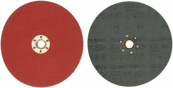 3M - 7" Diam 5/8-11 Threaded Hole 80 Grit Fiber Disc - Medium Grade, Ceramic, 8,600 Max RPM, Series 987C - Exact Tool & Supply