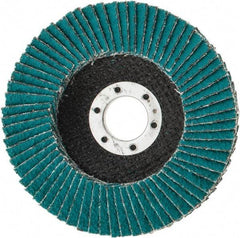 3M - 36 Grit, 4-1/2" Disc Diam, 7/8" Center Hole, Type 27 Zirconia Alumina Flap Disc - 13,300 Max RPM, Cloth Backing, Arbor Attaching System, Coated - Exact Tool & Supply