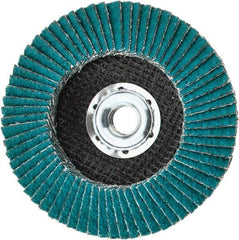 3M - 36 Grit, 4-1/2" Disc Diam, 5/8-11 Center Hole, Type 29 Zirconia Alumina Flap Disc - 13,300 Max RPM, Cloth Backing, Arbor Attaching System, Coated - Exact Tool & Supply