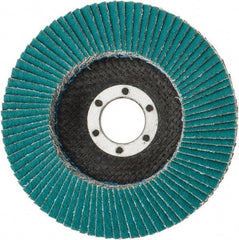 3M - 60 Grit, 4-1/2" Disc Diam, 7/8" Center Hole, Type 29 Zirconia Alumina Flap Disc - 13,300 Max RPM, Cloth Backing, Arbor Attaching System, Coated - Exact Tool & Supply