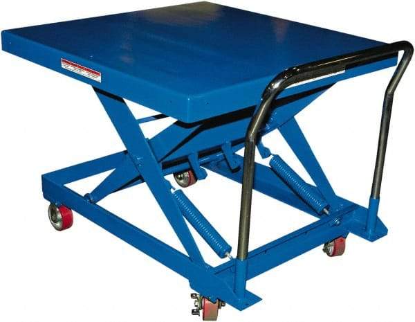 Vestil - 500 Lb Capacity Manual Scissor Elevating Cart - 14" to 34" Lift Height, 42" Platform Length x 42" Platform Width - Exact Tool & Supply