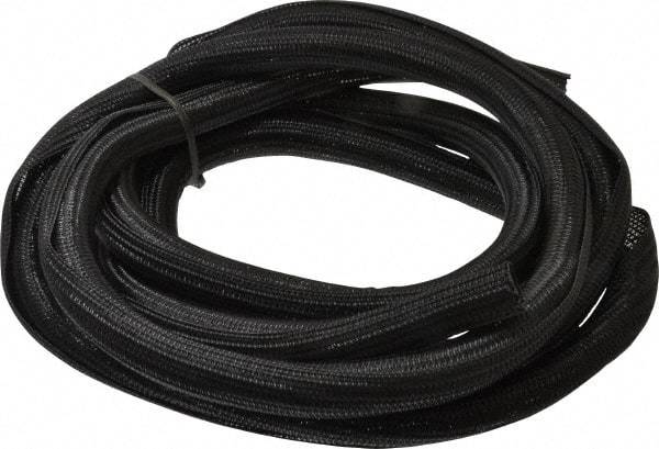 Techflex - Black Braided Cable Sleeve - 10' Coil Length, -103 to 257°F - Exact Tool & Supply