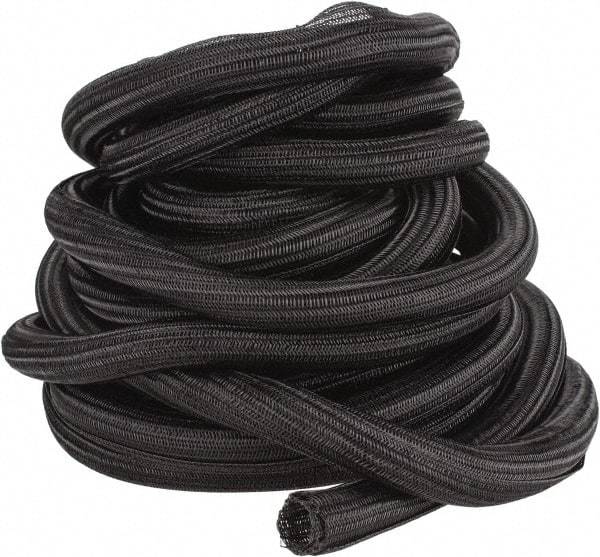 Techflex - Black Braided Cable Sleeve - 50' Coil Length, -103 to 257°F - Exact Tool & Supply