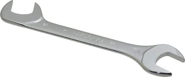 Facom - 14mm Stubby Extra Thin Open End Wrench - 4-23/32" OAL, Double End, Satin Finish, 15° & 75° Head Angle - Exact Tool & Supply