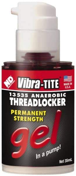Vibra-Tite - 35 mL Bottle, Red, High Strength Gel Threadlocker - Series 135, 24 hr Full Cure Time, Hand Tool, Heat Removal - Exact Tool & Supply