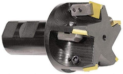 APT - 45° Lead Angle, 1-1/2" Max Cut Diam, 5/16" Max Depth of Cut, Indexable Chamfer and Angle End Mill - 1 Insert, SPC 42ZR, SPG 42., SPU 42. Insert Style, 5" OAL, Taper Shank - Exact Tool & Supply