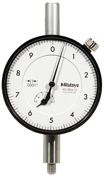 Mitutoyo - 1mm Range, 0-10-0 Dial Reading, 0.001mm Graduation Dial Drop Indicator - 57mm Dial, 0.2mm Range per Revolution, 0.004mm Accuracy, Revolution Counter - Exact Tool & Supply