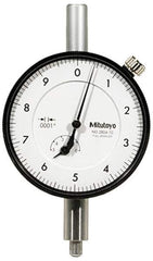 Mitutoyo - 1mm Range, 0-10-0 Dial Reading, 0.001mm Graduation Dial Drop Indicator - 57mm Dial, 0.2mm Range per Revolution, 0.004mm Accuracy, Revolution Counter - Exact Tool & Supply