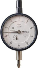 Mitutoyo - 1/8" Range, 0-50 Dial Reading, 0.0005" Graduation Dial Drop Indicator - 2-1/4" Dial, 0.05" Range per Revolution, 0.0005" Accuracy, Revolution Counter - Exact Tool & Supply