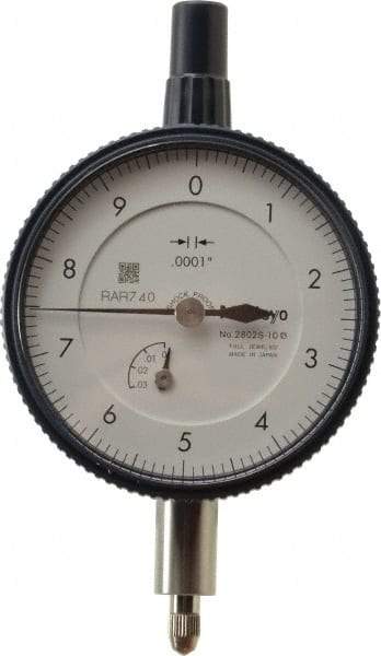 Mitutoyo - 0.025" Range, 0-10 Dial Reading, 0.0001" Graduation Dial Drop Indicator - 2-1/4" Dial, 0.01" Range per Revolution, 0.0001" Accuracy, Revolution Counter - Exact Tool & Supply