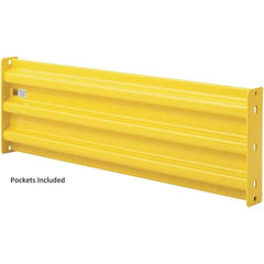 Steel King - 8' Long x 14" High, Yellow Steel Straight Heavy Duty Guard Rail - 3 Rails Accommodated, 2-1/2" Deep, 84 Lb - Exact Tool & Supply