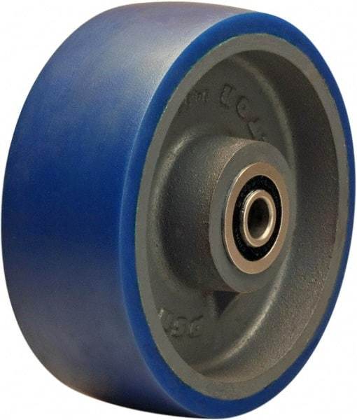 Hamilton - 8 Inch Diameter x 3 Inch Wide, Polyurethane Mold on to Cast Iron Center Caster Wheel - 2,000 Lb. Capacity, 3-1/4 Inch Hub Length, 3/4 Inch Axle Diameter, Sealed Precision Ball Bearing - Exact Tool & Supply