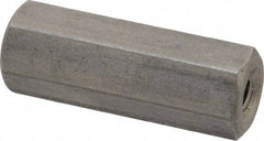 Made in USA - M6x1.00 Metric Coarse, 1-1/2" OAL Stainless Steel Standard Coupling Nut - 1/2" Width Across Flats - Exact Tool & Supply