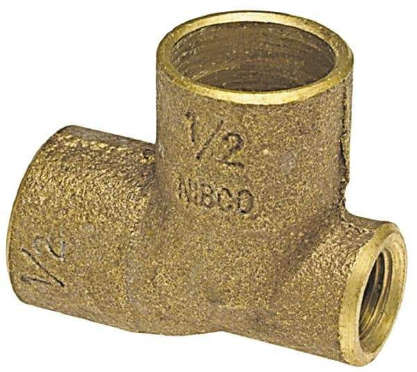 NIBCO - 3/4 x 1/8 x 1" Cast Copper Pipe Baseboard Tee - C x F x C, Pressure Fitting - Exact Tool & Supply