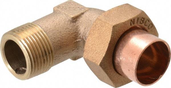 NIBCO - 3/4" Cast Copper Pipe 90° Union Elbow - C X M, Pressure Fitting - Exact Tool & Supply