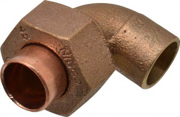 NIBCO - 1/2" Cast Copper Pipe 90° Union Elbow - C x C, Pressure Fitting - Exact Tool & Supply