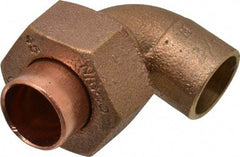 NIBCO - 1/2" Cast Copper Pipe 90° Union Elbow - C x C, Pressure Fitting - Exact Tool & Supply