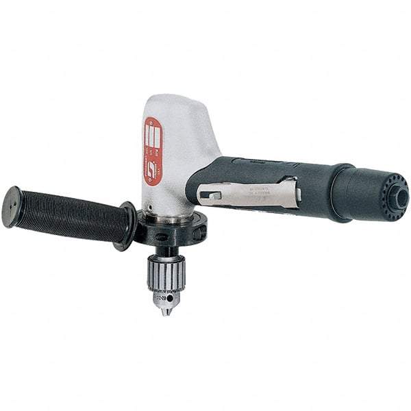 Dynabrade - 1/2" Keyed Chuck - Right Angle Handle, 3,400 RPM, 0.7 hp, 90 psi - Exact Tool & Supply