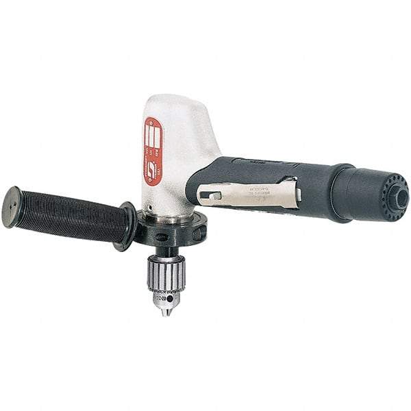 Dynabrade - 1/2" Keyed Chuck - Right Angle Handle, 4,500 RPM, 0.7 hp, 90 psi - Exact Tool & Supply