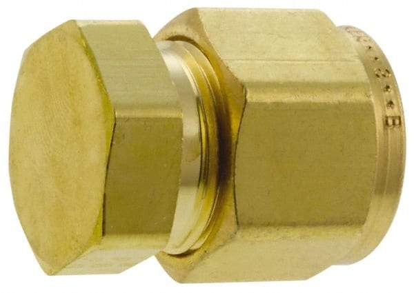 Parker - 3/8" OD, Brass End Cap - 2,300 Max Working psi, 5/8" Hex, Comp Ends - Exact Tool & Supply