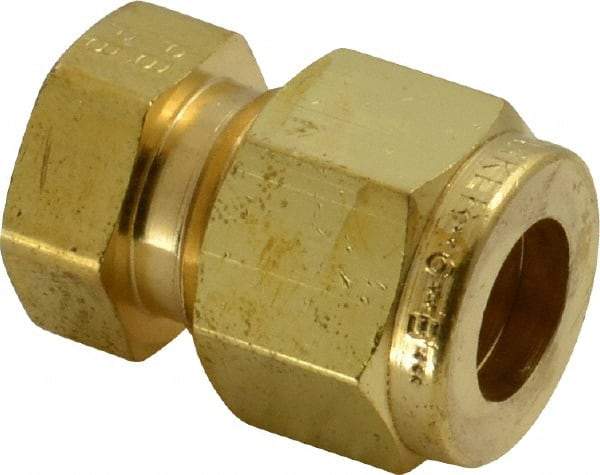Parker - 3/8" OD, Brass End Cap - 2,300 Max Working psi, 11/16" Hex, Comp Ends - Exact Tool & Supply