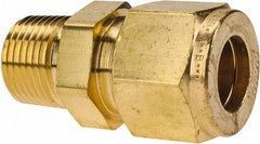 Parker - 1/2" OD, Brass Male Connector - 2,200 Max Working psi, 13/16" Hex, Comp x MNPT Ends - Exact Tool & Supply