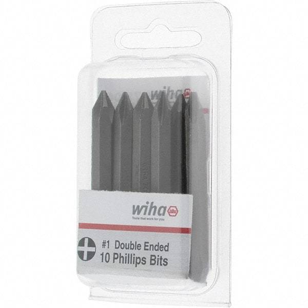 Wiha - #1, Reversible Phillips Screwdriver Pack Bit - 1/4" Drive, 2-3/8" OAL - Exact Tool & Supply