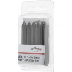 Wiha - #1, Reversible Phillips Screwdriver Pack Bit - 1/4" Drive, 2-3/8" OAL - Exact Tool & Supply