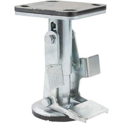 Hamilton - Floor Truck Lock for 5" Diam Caster Wheels - 5-3/4" Retracted Clearance, 4" x 4-1/2" Top Plate Size, 2-5/8" x 3-5/8" Slotted to 3" x 3" Bolt Hole Spacing - Exact Tool & Supply