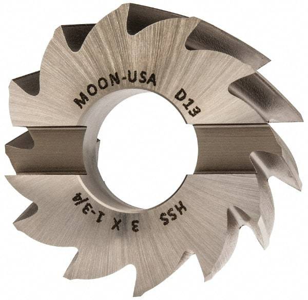 Made in USA - 3" Diam, 1-1/4" Arbor Hole Diam, 1-3/4" Length of Cut, 12 Flute, High Speed Steel, Finisher Shell End Mill - Right Hand Cut, Right Hand Spiral Flute, Uncoated - Exact Tool & Supply