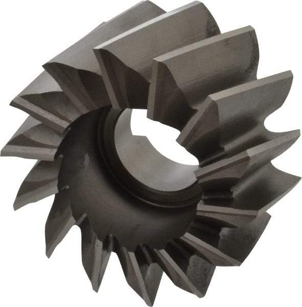 Made in USA - 4" Diam, 1-1/2" Arbor Hole Diam, 2-1/4" Length of Cut, 14 Flute, High Speed Steel, Finisher Shell End Mill - Right Hand Cut, Right Hand Spiral Flute, Uncoated - Exact Tool & Supply