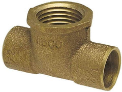 NIBCO - 1-1/4" Cast Copper Pipe Tee - C x C x F, Pressure Fitting - Exact Tool & Supply