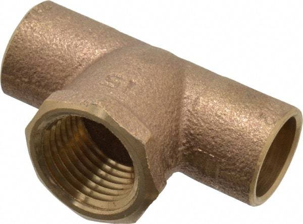 NIBCO - 1/2" Cast Copper Pipe Tee - C x C x F, Pressure Fitting - Exact Tool & Supply