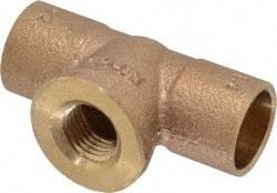 NIBCO - 1/2 x 1/2 x 1/4" Cast Copper Pipe Tee - C x C x F, Pressure Fitting - Exact Tool & Supply