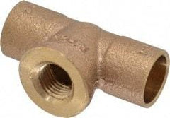 NIBCO - 1/2 x 1/2 x 1/4" Cast Copper Pipe Tee - C x C x F, Pressure Fitting - Exact Tool & Supply