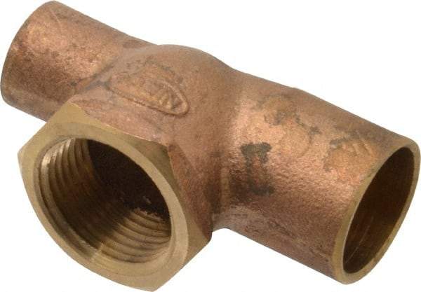NIBCO - 3/4 x 1/2 x 3/4" Cast Copper Pipe Tee - C x C x F, Pressure Fitting - Exact Tool & Supply