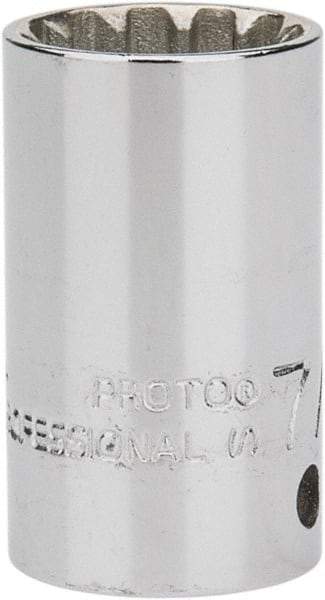 Proto - 1/4" Drive, 7/16" Socket, Spline Socket - 12 Points, 1-1/32" OAL - Exact Tool & Supply