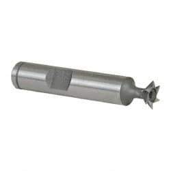 Made in USA - 3/8" Diam x 1/8" Width of Cut, 45° Included Angle, Cobalt Dovetail Cutter - 3/8" Shank Diam, 1-15/16" Shank Length, 2-1/8" Overall Length, Weldon Flat, Uncoated - Exact Tool & Supply