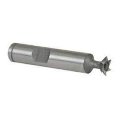 Made in USA - 3/8" Diam x 1/8" Width of Cut, 45° Included Angle, Cobalt Dovetail Cutter - 3/8" Shank Diam, 1-15/16" Shank Length, 2-1/8" Overall Length, Weldon Flat, Uncoated - Exact Tool & Supply