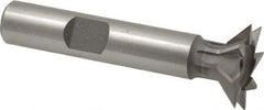 Made in USA - 3/4" Diam x 3/16" Width of Cut, 45° Included Angle, Cobalt Dovetail Cutter - 3/8" Shank Diam, 1-15/16" Shank Length, 2-1/8" Overall Length, Weldon Flat, Uncoated - Exact Tool & Supply