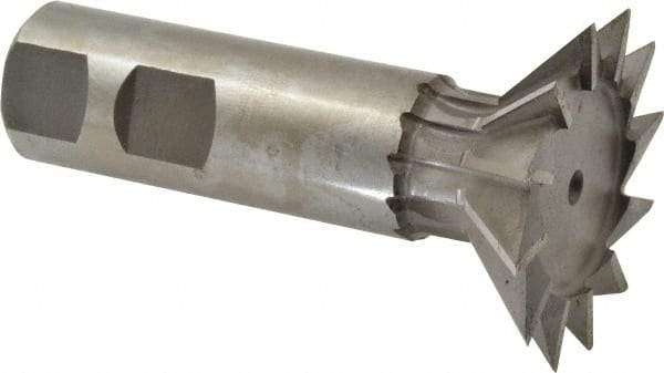 Made in USA - 1-7/8" Diam x 1/2" Width of Cut, 45° Included Angle, Cobalt Dovetail Cutter - 7/8" Shank Diam, 2-3/4" Shank Length, 3-1/4" Overall Length, Weldon Flat, Uncoated - Exact Tool & Supply