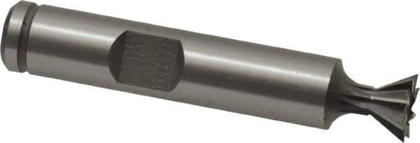 Made in USA - 3/8" Diam x 3/16" Width of Cut, 60° Included Angle, Cobalt Dovetail Cutter - 3/8" Shank Diam, 2-1/8" Overall Length, Weldon Flat, Uncoated - Exact Tool & Supply