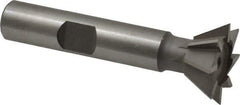Made in USA - 3/4" Diam x 5/16" Width of Cut, 60° Included Angle, Cobalt Dovetail Cutter - 3/8" Shank Diam, 2-1/8" Overall Length, Weldon Flat, Uncoated - Exact Tool & Supply