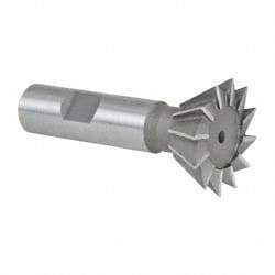Made in USA - 1-3/8" Diam x 9/16" Width of Cut, 60° Included Angle, Cobalt Dovetail Cutter - 5/8" Shank Diam, 2-7/8" Overall Length, Weldon Flat, Uncoated - Exact Tool & Supply
